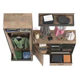 Шкаф для прихожей с вешалкой для одежды и широким комодом Трувор