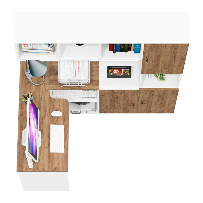 Домашние кабинеты, Домашний офис Лидер-8 из стола с тумбой с полкой с пеналом