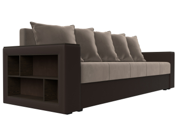 Диван прямой Дубай Лайт полки слева, велюр/экокожа