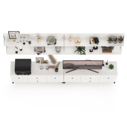 Две ТВ-тумбы и четыре навесных полки Валенсия № 53