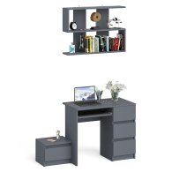 Прямые компьютерные столы, Компьютерный стол Мори МС-6 ящики справа с навесной полкой 900 и тумбой с ящиком