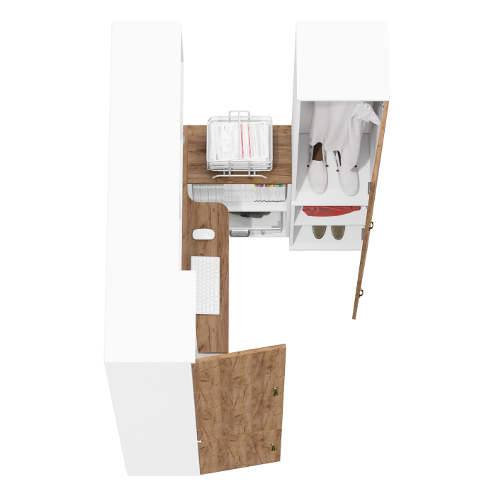 Домашние кабинеты, Два пенала для одежды и бумаг Лидер-8 с навесной полкой с письменным столом