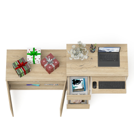 Компьютерный стол три ящика слева с тумбой 900 Мори