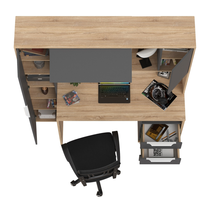 Прямые компьютерные столы, Домашний офис Mobi Комфорт 12.95N с компьютерным креслом 103 чёрного цвета