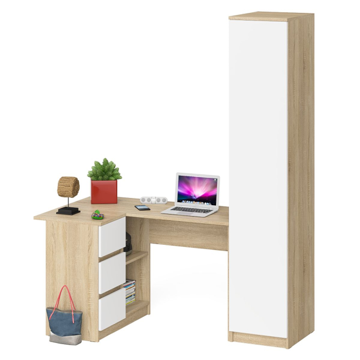 Компьютерные столы, Пенал Мори МШ400.1 одна дверка и стол угловой компьютерный МС-16 левый