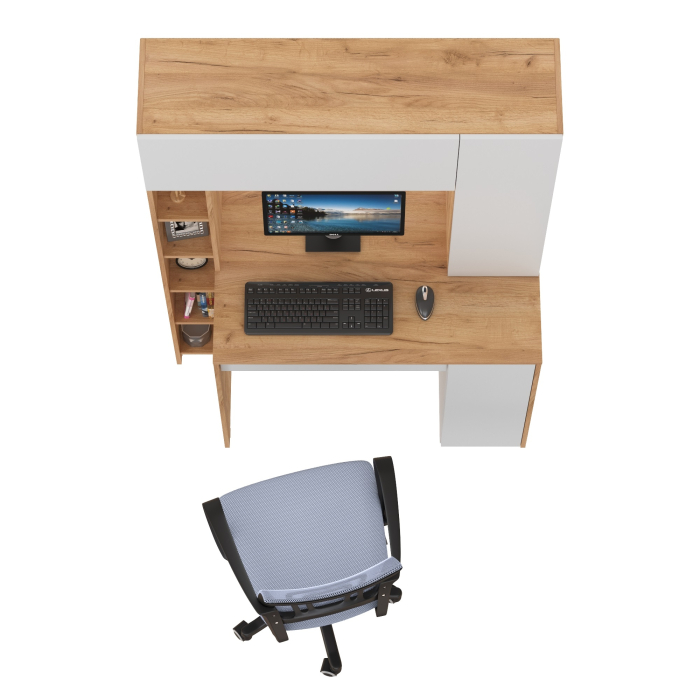 Прямые компьютерные столы, Компьютерный стол Комфорт 12.71 и офисное кресло 103 серого цвета