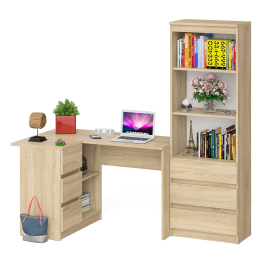 Стеллаж-комод Мори МСТ600 3 ящика и стол угловой компьютерный МС-16 левый