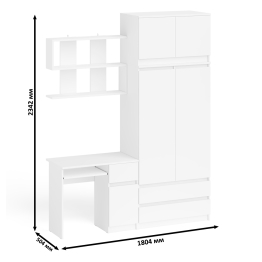 Шкаф с антресолью Мори МА900.1 с компьютерным столом МС-1 правым и книжной полкой