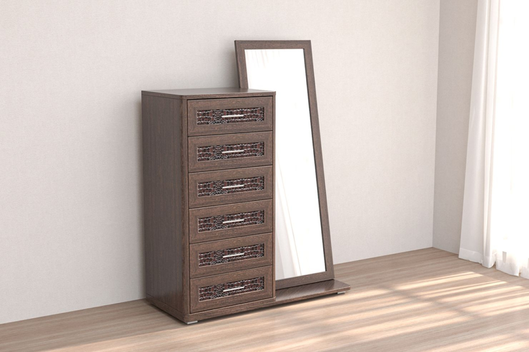 Комоды, Комод 6 ящиков/зеркало КЭТ-4