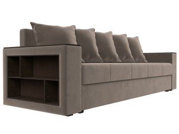 Диван прямой Дубай Лайт полки слева, велюр