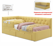 Мягкая кровать, Односпальная кровать-тахта Afelia с ящиками и бортиком