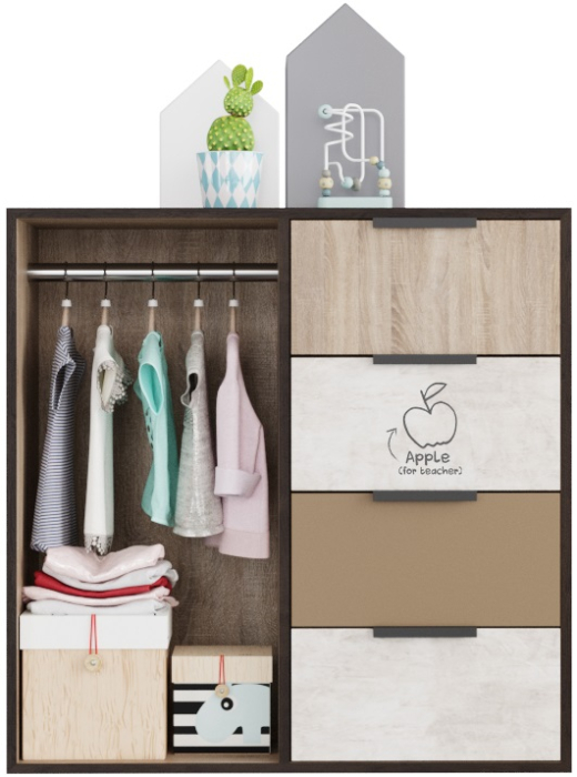 Детские комоды, Комод со штангой Маша и Медведь, 80