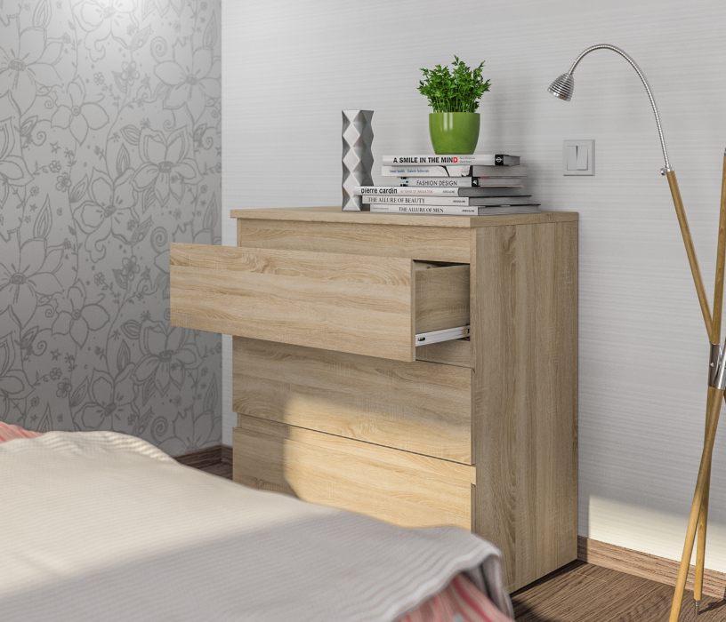 Спальные гарнитуры, Кито Дуб сонома Комплект (тумба+кровать800+комод)