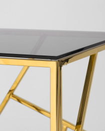 Журнальный столик АРТ ДЕКО 55х55 (Стекло smoke/Сталь золото)