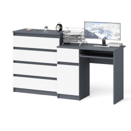 Стол компьютерный Мори МС1 левый с комодом 4-ре ящика