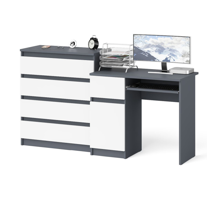 Домашние кабинеты, Стол компьютерный Мори МС1 левый с комодом 4-ре ящика
