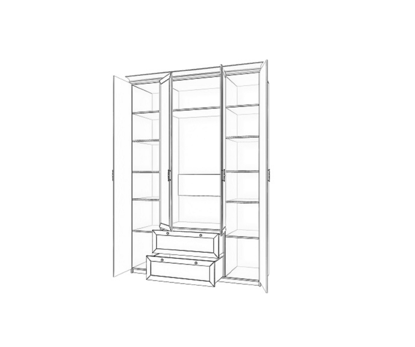 Для одежды, Шкаф четырехдверный Бэль+Карниз 1602/550