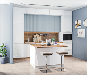 Кухонный гарнитур Регина Белый/МДФ Анна Белый глянец, МДФ Джаз Светло-серый 3,4 м