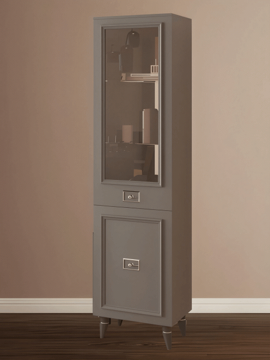 Шкафы пеналы, Шкаф Валенсия однодверный распашной левый, серебро