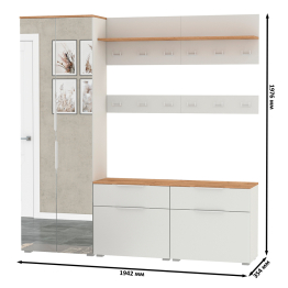 Шкаф для верхней одежды двери зеркало с обувницами и вешалками Октава