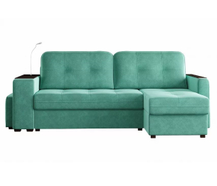 Диван-кровать угловой Smart 4 пуф слева Велюр