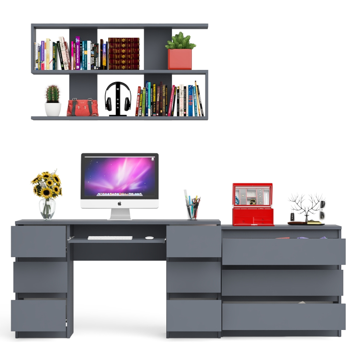 Домашние кабинеты, Комод Мори три ящика МК-800 и стол компьютерный Мори МС-2 с полкой 1200