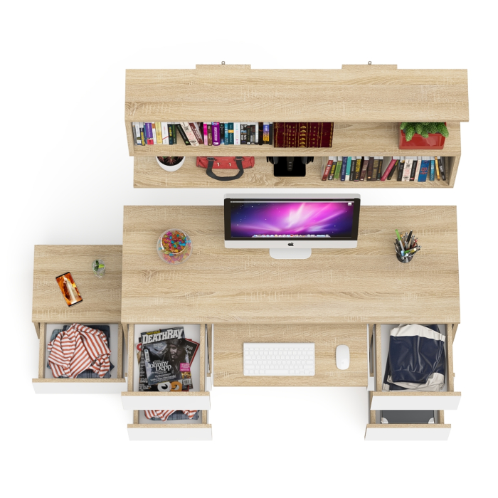 Прямые компьютерные столы, Двухтумбовый стол компьютерный Мори МС-2 с тумбочкой с ящиком и полкой на 1200