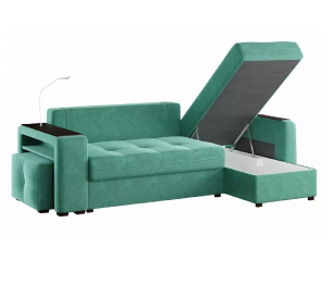 Диван-кровать угловой Smart 4 пуф слева Велюр