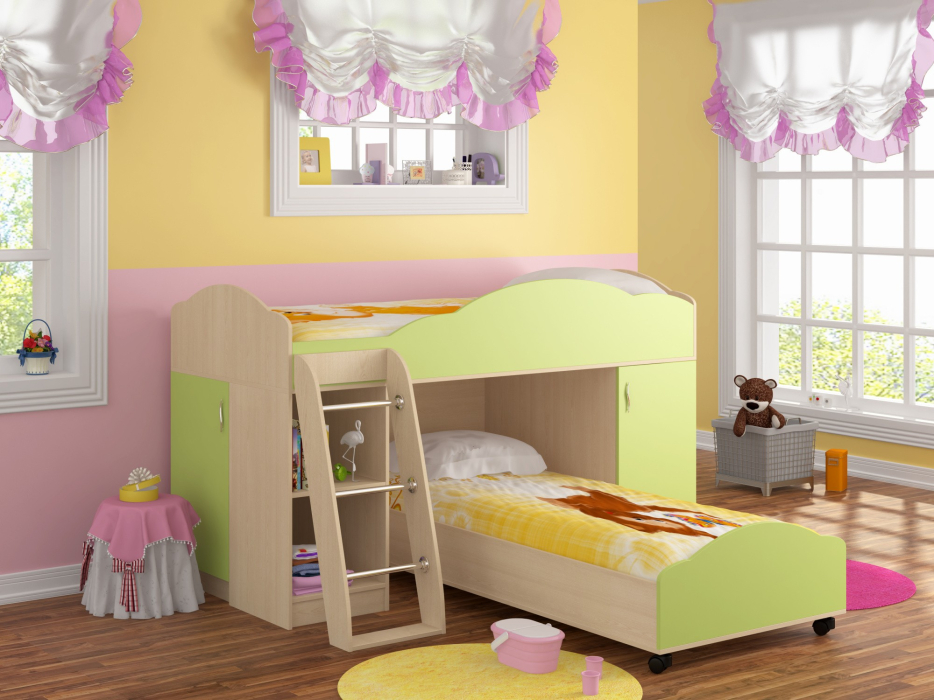 Для подростков, Кровать двухъярусная "Дюймовочка 5.1" (Дуб молочный)