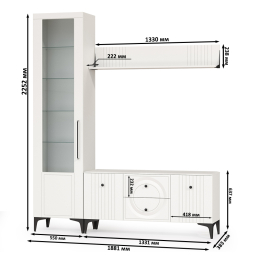 ТВ-тумба с пеналом и навесной полкой Валенсия № 55