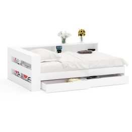 Ксения 1200 кровать с ящиками, ящиком для белья и прикроватным блоком для вещей