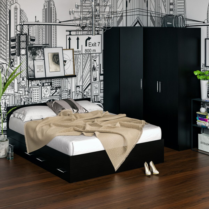 Спальные гарнитуры, Гарнитур Спальный № 2 Стандарт с кроватью 1600 с ящиками