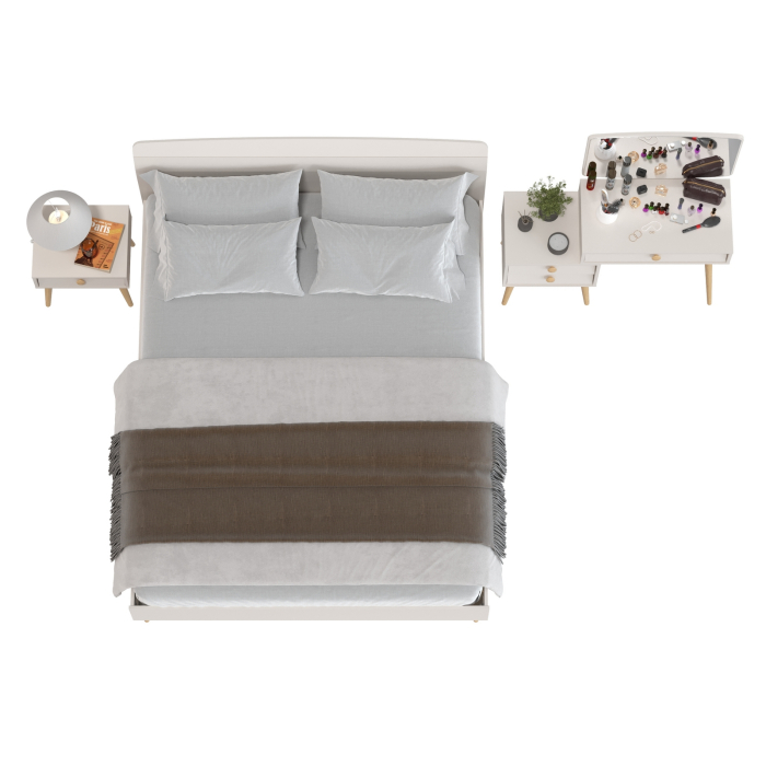 Спальные гарнитуры, Кровать двухспальная 1600 Афина с тумбочкой прикроватной и трюмо