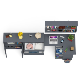 Тумба-комод МК1600.1 Мори с навесной книжной полкой и угловой компьютерный стол МС-16 правый