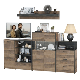 Комод с витриной с подсветкой с комодом с ящиком и дверкой и с комодом три ящика и ниша Трувор