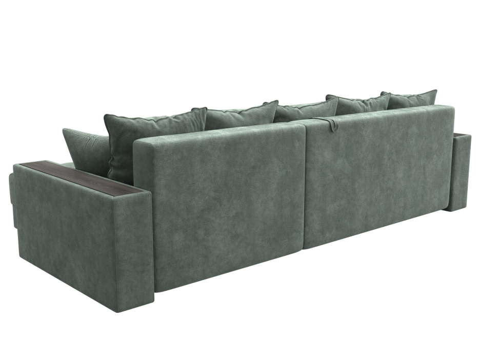 Диваны угловые в гостиную, Диван угловой с декором и полкой Лига-050 НПБ, велюр BRUT 