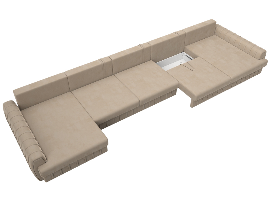 Диваны угловые в гостиную, Диван П-образный Лига-057 НПБ МегаЛонг, велюр SEVEN