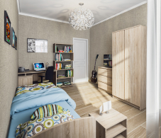 Для девочек, Кито набор (стол+стеллаж+комод+шкаф+кровать+тумба)