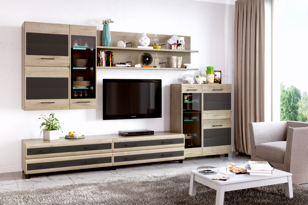 Стенки для гостиной, Модульная гостиная Камелия композиция 6