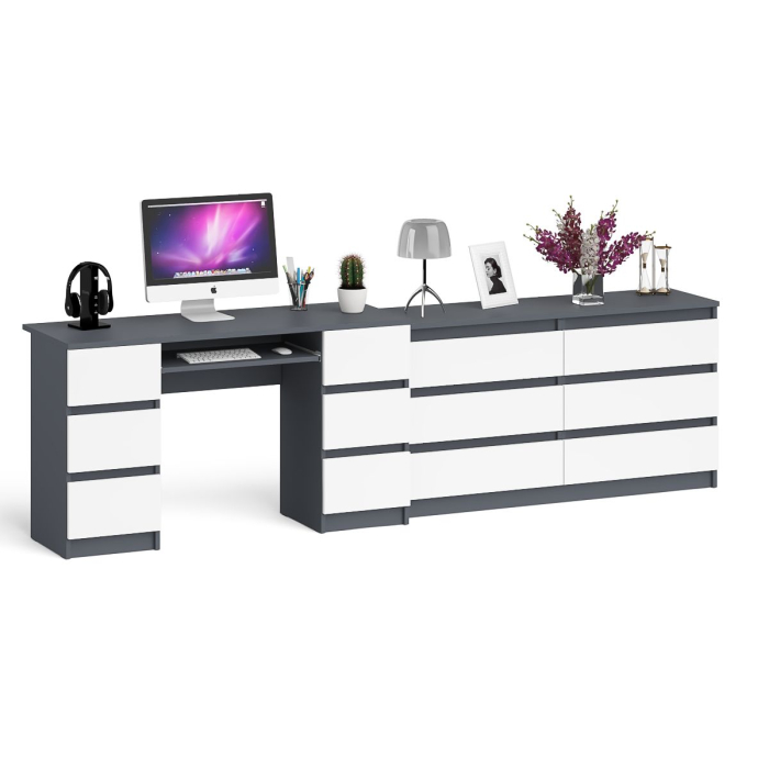 Компьютерные столы, Стол компьютерный МС-2 на шесть выдвижных ящиков и комод МК1380 Мори