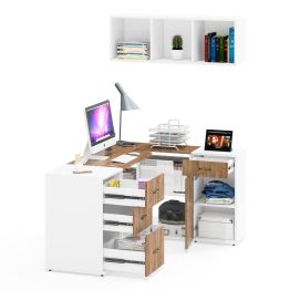 Лидер-8 комплектация мебели для детской комнаты из стола с полкой и тумбами