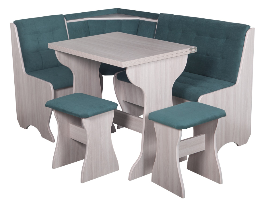 Кухонные уголки, Кухонный уголок Стиль 1Л (со столом СТ3) Ясень шимо светлый / велюр