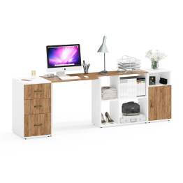 Рабочее место из письменного стола-трансформера и двух тумб Лидер-8.