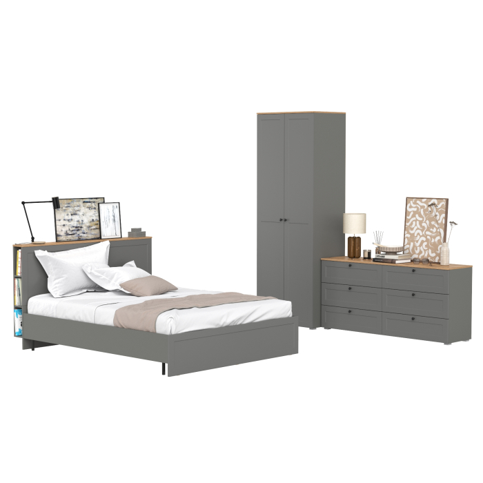 Спальные гарнитуры, Мебель для спальни из шкаф-комода для одежды и белья с кроватью 11.53 ортопедом и комода 16.240