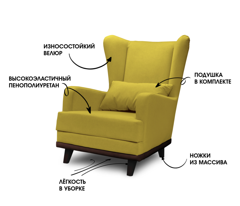 Кресло для отдыха, Кресло для отдыха Ритм интерьерное, микровелюр