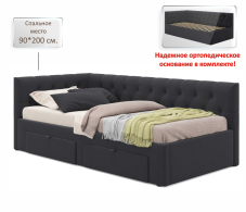 Мягкая кровать, Односпальная кровать-тахта Afelia с ящиками 900