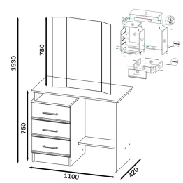 Столик косметический Сакура плюс зеркало-трельяж