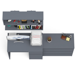 Комод три ящика МК800.1 с компьютерным столом Мори МС-1 правый и навесной полкой 900