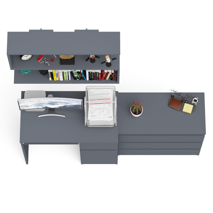 Прямые компьютерные столы, Комод три ящика МК800.1 с компьютерным столом Мори МС-1 правый и навесной полкой 900