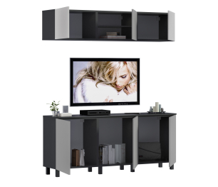 Гостиная (стенка) 3 на ножках Тренд Диамант серый / МДФ Джаз Светло-серый